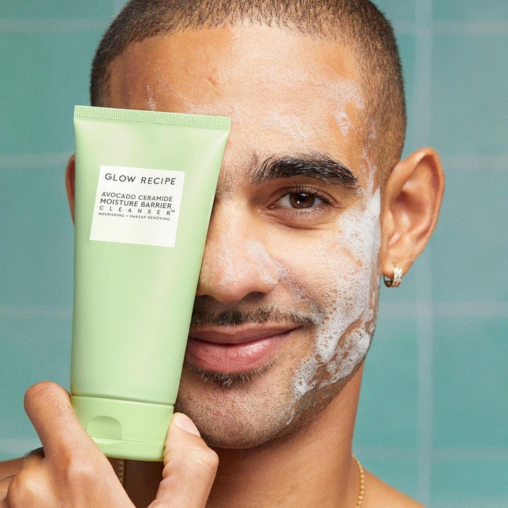 Glow Recipe Avocado Ceramide Facial Cleanser for Dry Skin - Hydrating Gel to Foaming Face Wash for Women & Men - Gentle Moisture Barrier Repair with Hyaluronic Acid & Colloidal Oatmeal, 150Ml