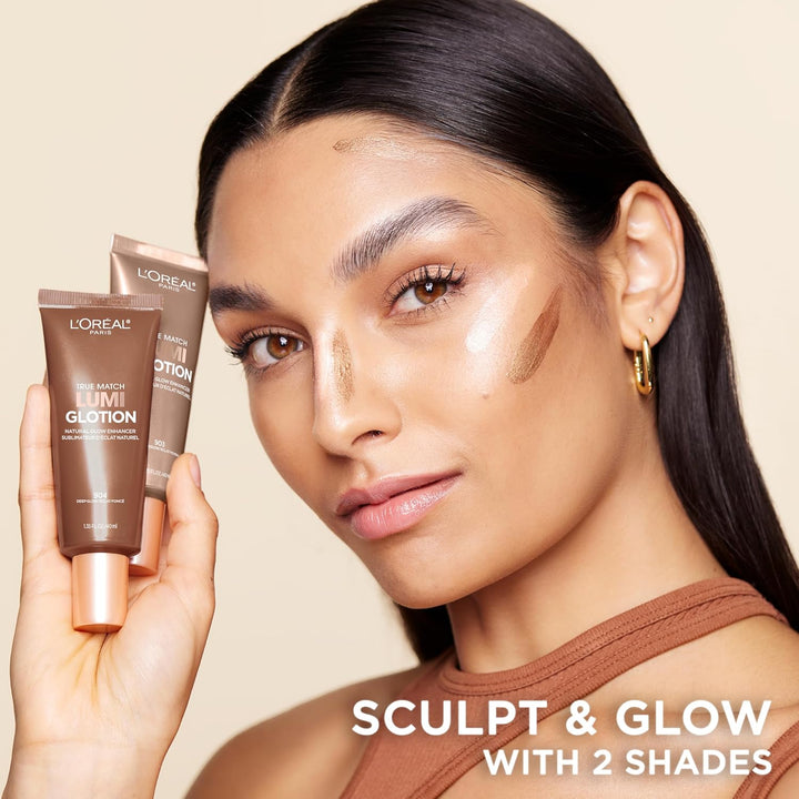 L'Oreal Paris Makeup True Match Lumi Glotion, Natural Glow Enhancer, Illuminator Highlighter, Bronzing Drops for a Sun-Kissed Glow, 904 Deep