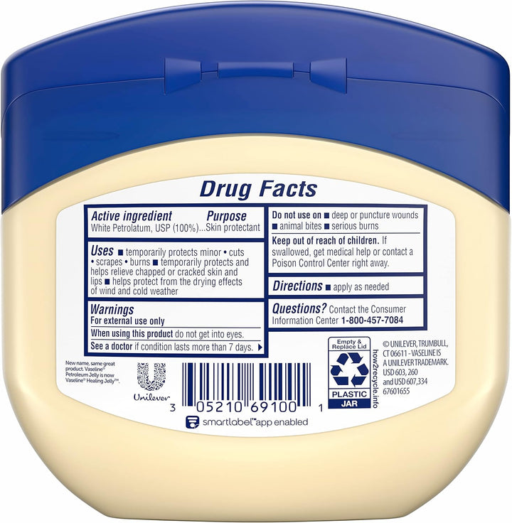 Vaseline Petroleum Jelly Original Provides Dry Skin Relief and Protects Minor Cuts Dermatologist Recommended and Locks in Moisture, 13 Ounce (Pack of 3)