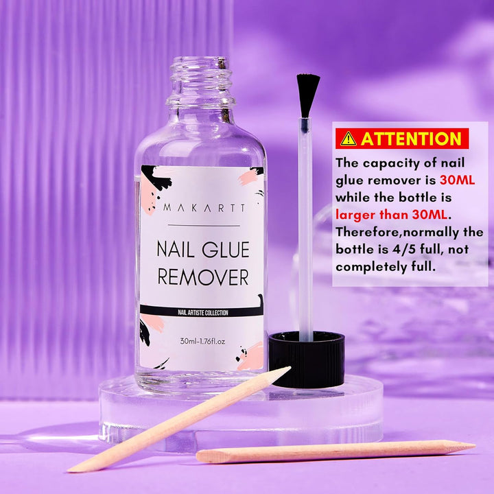 Makartt Nail Glue Remover for Press on Nails - 30ML Press on Nail Remover Easy Removal Debonder for Glue on Nail Tips,Non-Acetone Nail Polish Remover