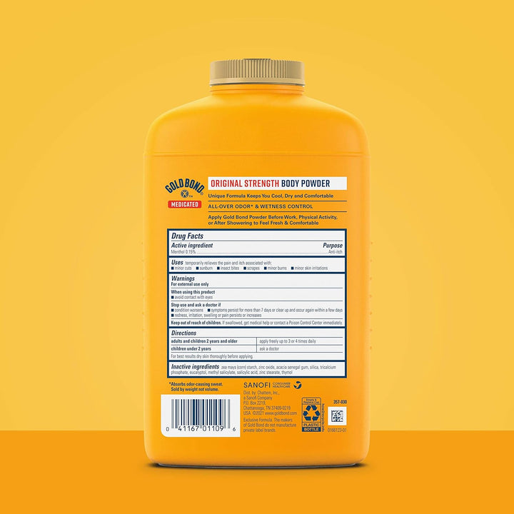 Gold Bond Medicated Original Strength Body Powder, 10 Oz., Talc-Free, Anti-Itch, Absorbs & Cools