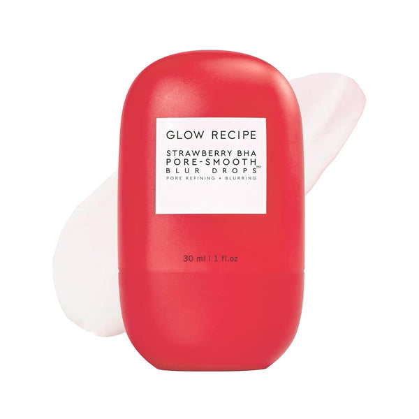 Glow Recipe Strawberry BHA Serum + Poreless Face Primer for Makeup - Silicone-Free Blurring Matte Primer to Reduce Shine & Prolong Wear - Hybrid Korean Skin Care for Oil Control & Smooth Texture, 30Ml