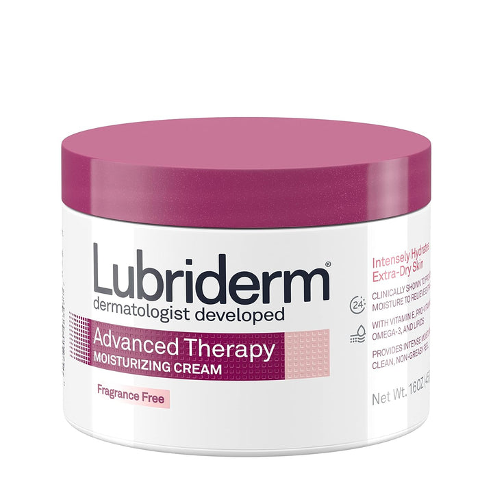 Lubriderm Advanced Therapy Fragrance-Free Moisturizing Cream with Vitamin E and Pro-Vitamin B5, Intense Hydration for Extra Dry Skin, Non-Greasy Formula, 16 Fl. Oz