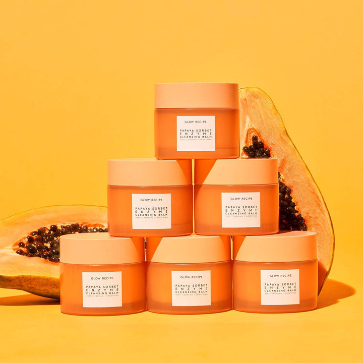 Glow Recipe Papaya Enzyme Cleansing Balm Makeup Remover - Gentle Exfoliator, Makeup Melting Balm & Face Cleanser for Women - Exfoliating Face Wash to Even Skin Tone & Lock-In Facial Hydration (3.38Oz)