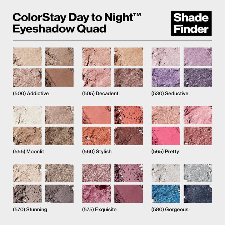 Revlon Eyeshadow Palette by Revlon, Colorstay Day to Night up to 24 Hour Eye Makeup, Velvety Pigmented Blendable Matte & Shimmer Finishes, 555 Moonlit, 0.16 Oz, 555 Moonlit, 0.16 Oz
