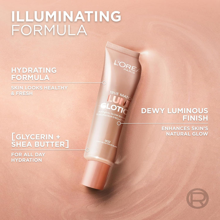 L'Oreal Paris Makeup True Match Lumi Glotion, Natural Glow Enhancer, Illuminator Highlighter, Bronzing Drops for a Sun-Kissed Glow, 904 Deep