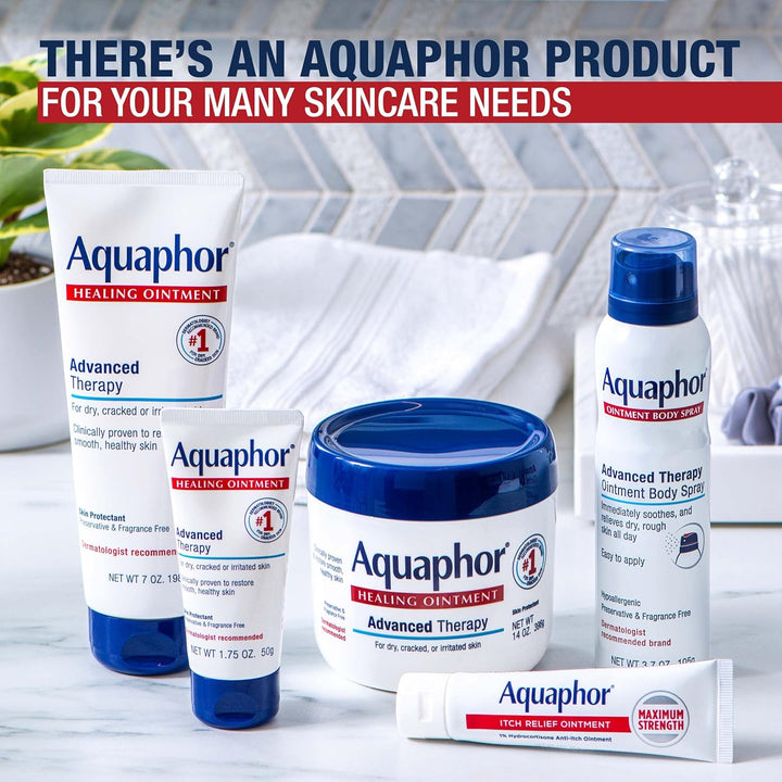 Aquaphor Healing Ointment - Skin Protectant for Dry Cracked Skin - Hands, Heels, Elbows - 3.5 Oz Jar (Pack of 3)