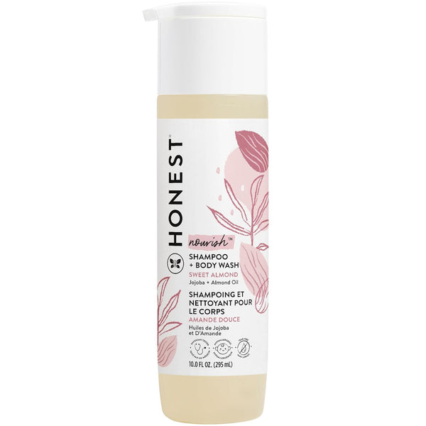 The Honest Company 2-In-1 Cleansing Shampoo + Body Wash | Gentle for Baby | Naturally Derived, Tear-Free, Hypoallergenic | Sweet Almond Nourish, 10 Fl Oz
