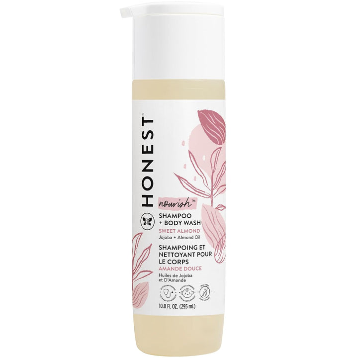 The Honest Company 2-In-1 Cleansing Shampoo + Body Wash | Gentle for Baby | Naturally Derived, Tear-Free, Hypoallergenic | Sweet Almond Nourish, 10 Fl Oz