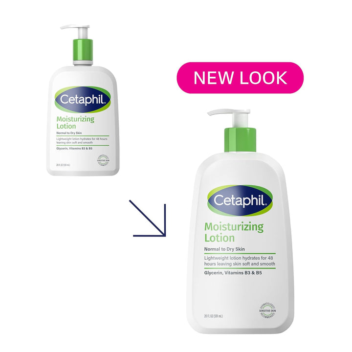 Cetaphil Face & Body Moisturizer, Hydrating Moisturizing Lotion for All Skin Types, Suitable for Sensitive Skin, NEW 20 Oz, Fragrance Free, Hypoallergenic, Non-Comedogenic