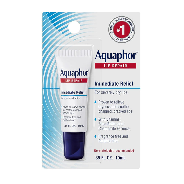 Aquaphor Lip Repair Ointment - Long-Lasting Moisture to Soothe Dry Chapped Lips - .35 Fl. Oz. Tube