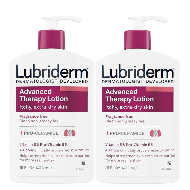 Lubriderm Advanced Therapy Fragrance-Free Moisturizing Cream with Vitamin E and Pro-Vitamin B5, Intense Hydration for Extra Dry Skin, Non-Greasy Formula, 16 Fl. Oz