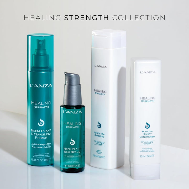 L'ANZA Healing Strength Neem Plant Silk Hair Serum, Neem Oil anti Frizz Damaged Hair Treatment, Nourishes, Strengthens, Boosts Shine, and Prevents Breakage from Split Ends, New Bottle (3.4 Fl Oz)