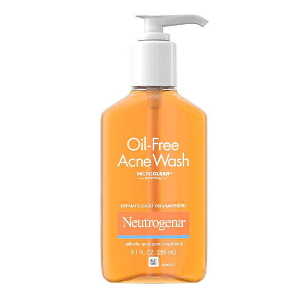 Neutrogena Oil-Free Acne Fighting Facial Cleanser, 2% Salicylic Acid Acne Treatment, Daily Oil-Free Acne Face Wash for Acne-Prone Skin with Salicylic Acid, 9.1 Fl. Oz