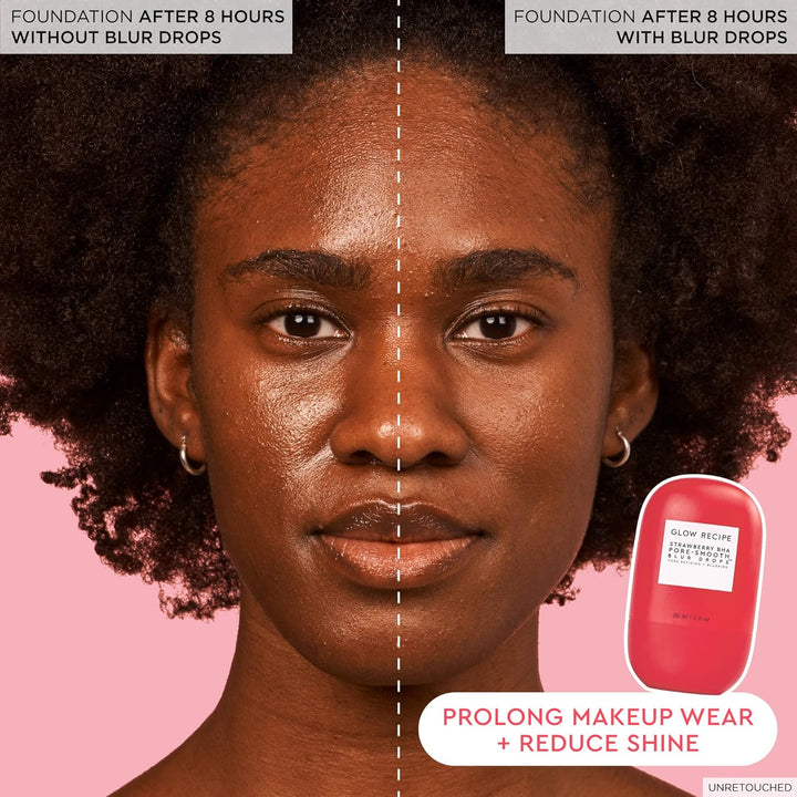 Glow Recipe Strawberry BHA Serum + Poreless Face Primer for Makeup - Silicone-Free Blurring Matte Primer to Reduce Shine & Prolong Wear - Hybrid Korean Skin Care for Oil Control & Smooth Texture, 30Ml
