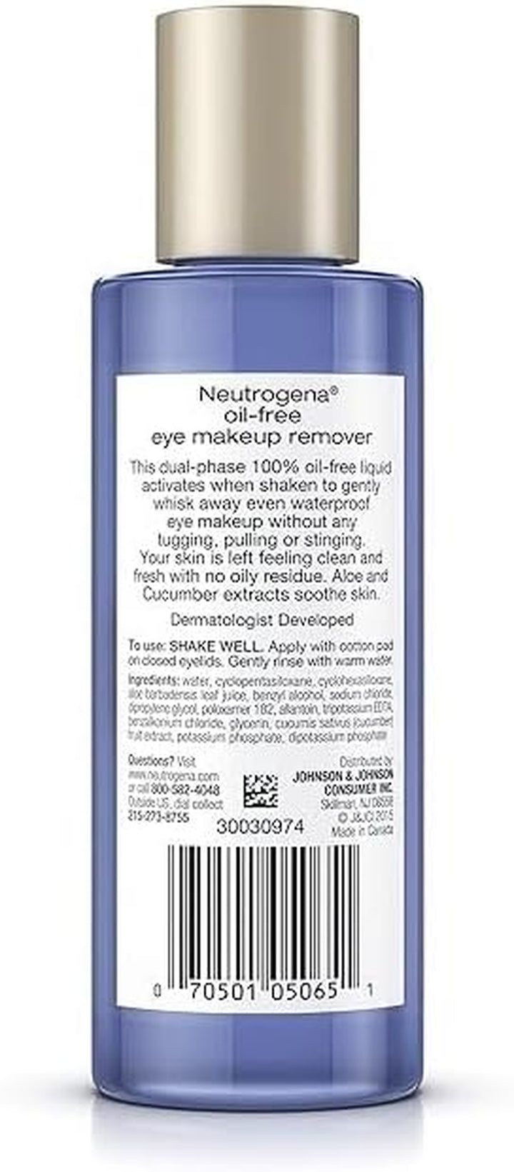 Neutrogena Gentle Oil-Free Eye Makeup Remover & Cleanser for Sensitive Eyes, Non-Greasy Makeup Remover, Waterproof Mascara Remover, Dermatologist & Ophthalmologist Tested, 5.5 Fl. Oz