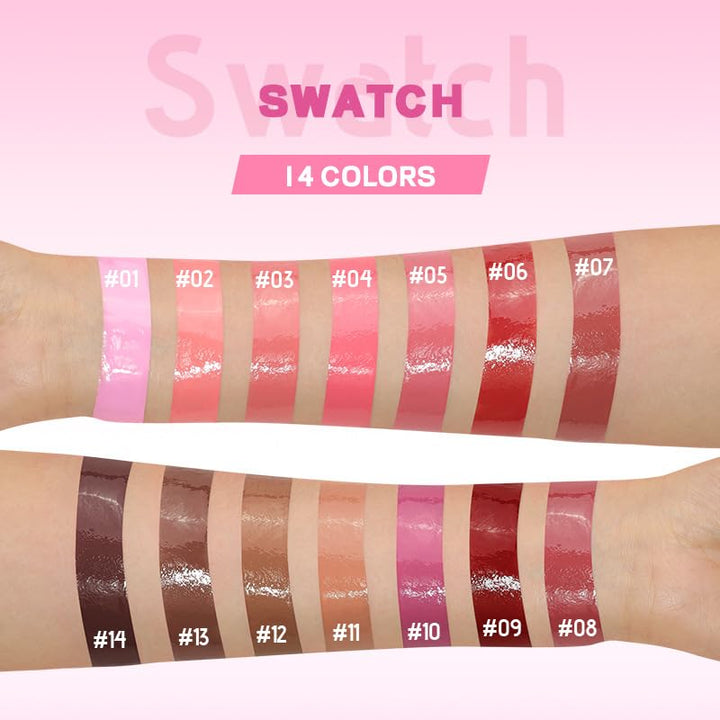 14 Colors Moisturizing Lip Gloss, Ginger Tint, Long-Lasting, Non-Sticky Formula (1, 8G)
