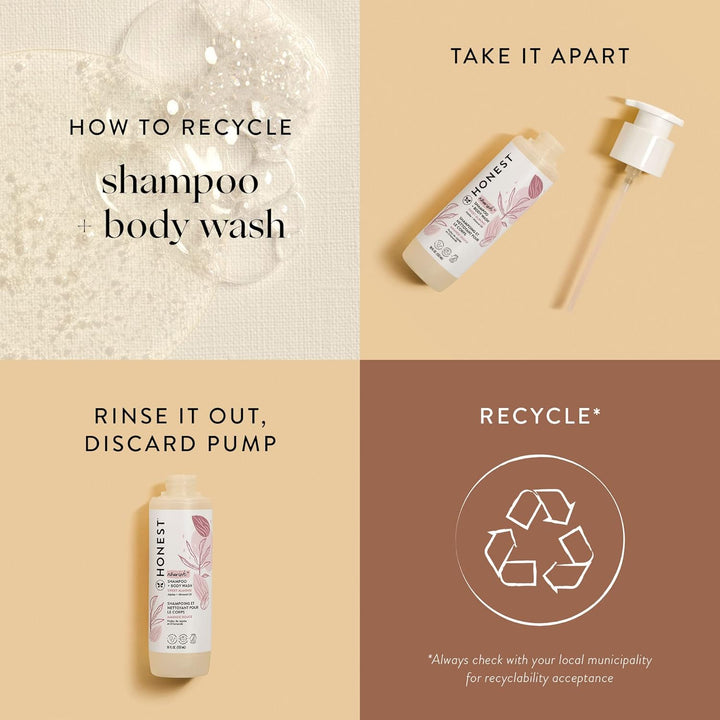The Honest Company 2-In-1 Cleansing Shampoo + Body Wash | Gentle for Baby | Naturally Derived, Tear-Free, Hypoallergenic | Sweet Almond Nourish, 10 Fl Oz