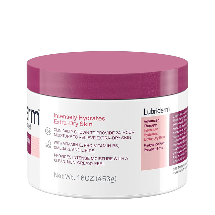 Lubriderm Advanced Therapy Fragrance-Free Moisturizing Cream with Vitamin E and Pro-Vitamin B5, Intense Hydration for Extra Dry Skin, Non-Greasy Formula, 16 Fl. Oz