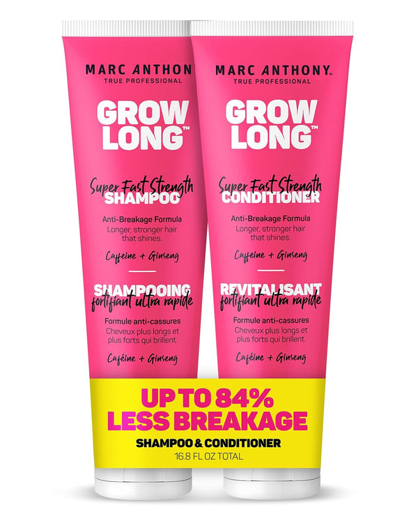 Marc Anthony Shampoo and Conditioner Set, Grow Long Biotin - Anti-Frizz Deep Conditioner for Split Ends & Breakage - Vitamin E, Caffeine & Ginseng for Curly, Dry & Damaged Hair