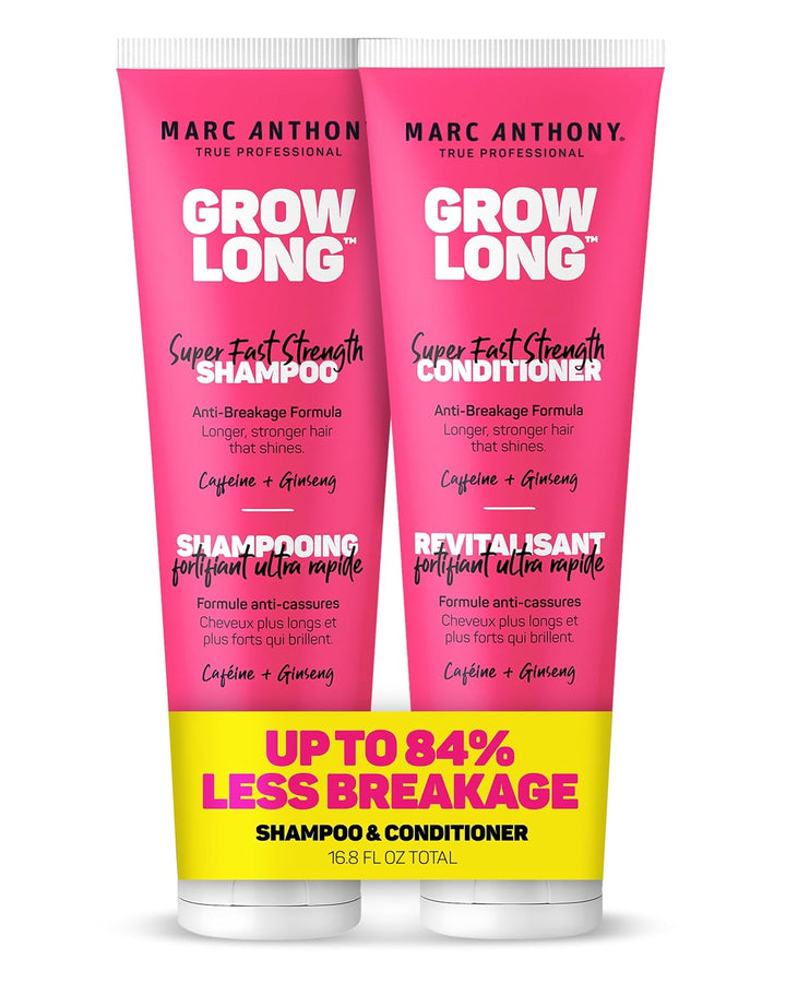 Marc Anthony Shampoo and Conditioner Set, Grow Long Biotin - Anti-Frizz Deep Conditioner for Split Ends & Breakage - Vitamin E, Caffeine & Ginseng for Curly, Dry & Damaged Hair
